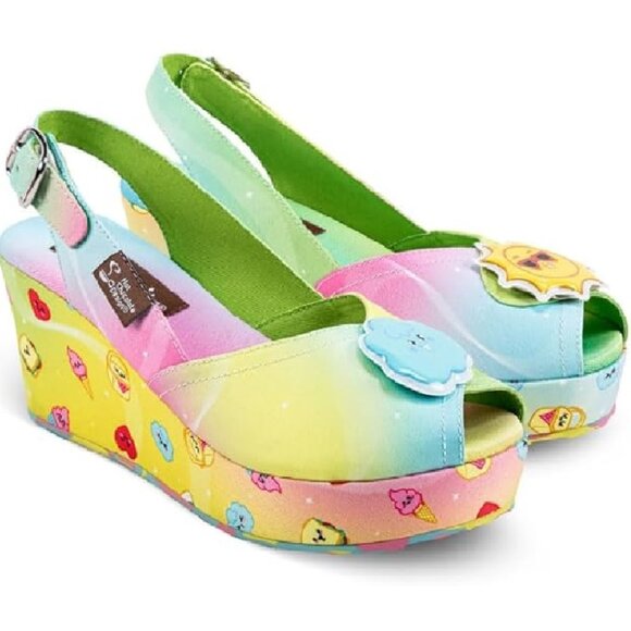 Hot Chocolate Design Chocolaticas Platform Wedge Slingback Sandals PICNIC Sz 8 - Picture 1 of 16